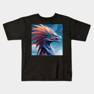 Ferocious Blue and Orange Frilled Dragon Kids T-Shirt